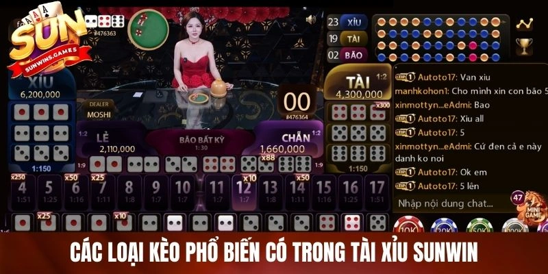 Các loại kèo phổ biến có trong tài xỉu SUNWIN