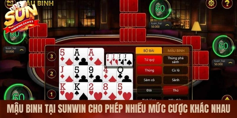 Mậu binh tại SUNWIN cho phép nhiều mức cược khác nhau